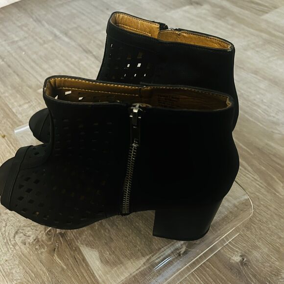 JellyPop Terrence Caged Open Toe Ankle Boots 3" Heel Black Womens Size 11 - Picture 5 of 6